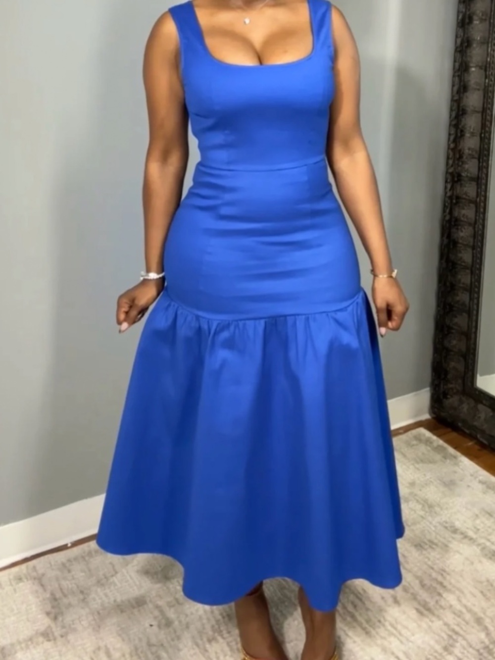 Thriftygirlonline Flirty & Fabulous Royal Blue Ruffle Dress